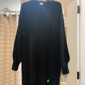 Black ribbed long duster cardigan
